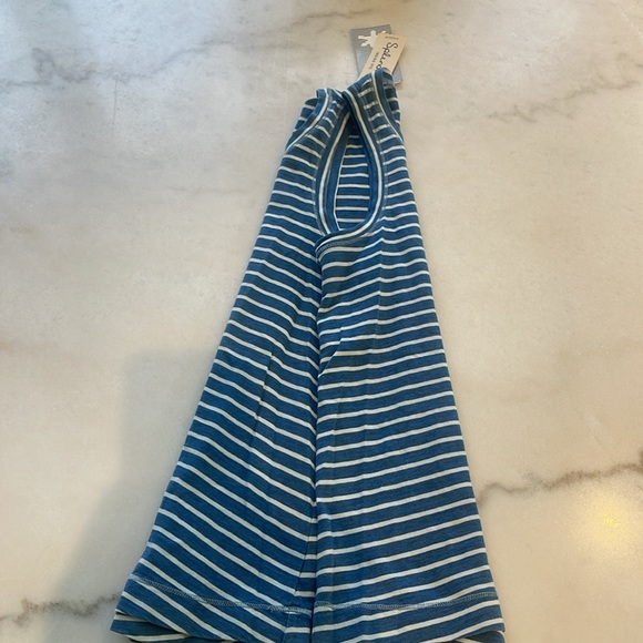 NWT SPLENDID BLUE/WHITE STRIPE RACERBACK COTTON TANK. M - Picture 4 of 6